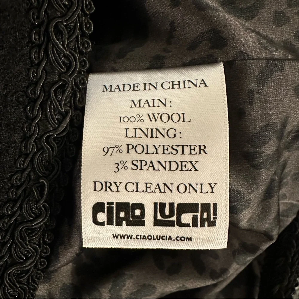 Ciao Lucia Simona Black Wool Boxy Crew Neck Button Up Coat Size M NWT - Picture 5 of 6